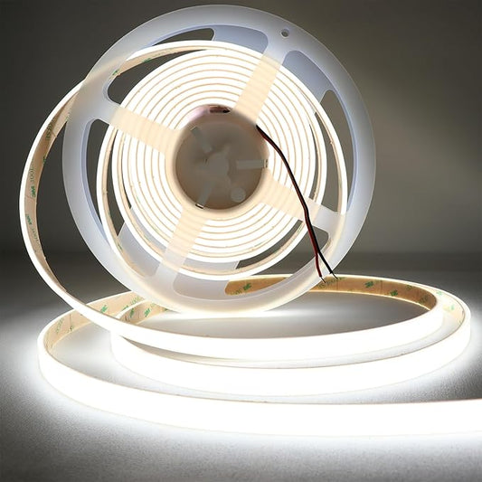 COB White LED Strip Lights 6000K 528LEDs/M 10mm DC24V Silicone Tube LED Light Outdoor Waterproof IP67 Linear LED Tape Lights 16.4ft for Garden, Backyard, Wheel Lights