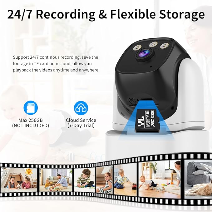 VSTARCAM Pan/Tilt Smart Security Camera, 2K QHD Dog Camera, 2.4GHz with Full Color Night Vision, Motion Detection for Baby and Pet Monitor, 2-Way Audio, Cloud & SD Card Storage(up to 256GB)