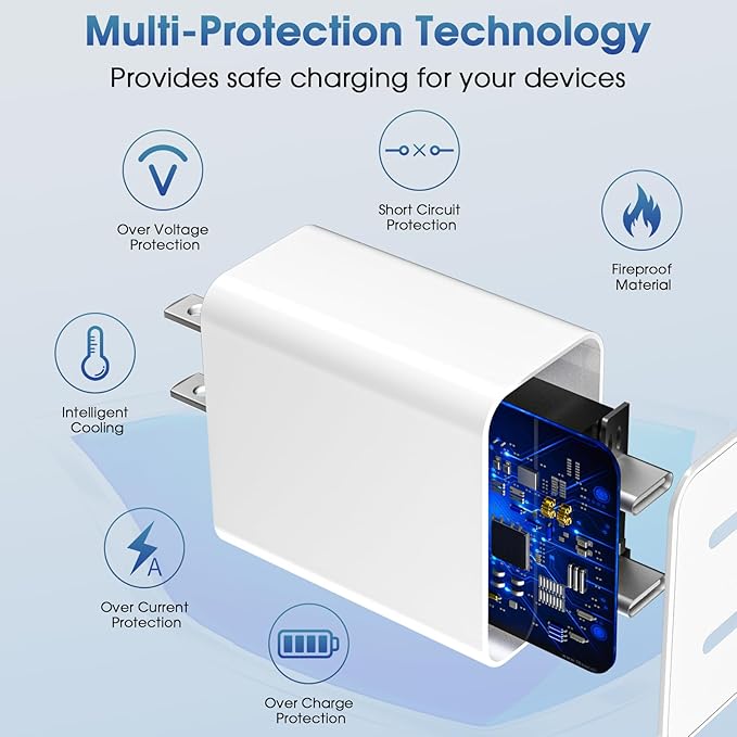 iPhone 17 Pro Max Charger Fast Charging, 40W Dual USB C Fast Charger Block with 6ft Type C Charging Cable Cord for iPhone 17/17 Pro/17 Pro Max/Air/16/16 Pro/16 Pro Max/16 Plus/15/15 Pro Max/14
