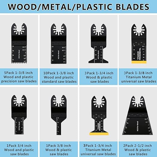 98Pcs Oscillating Saw Blades Kits Cutting for Wood Plastic Metal Multi Tool Blades Oscillating Tool Blades with Sanding Pads Sandpapers Kits Fit Dewalt Ryobi Milwaukee Rockwell Fein Makita