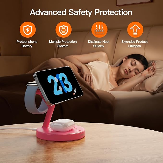 2025 3 in 1 Charging Station for Apple iPhone AirPods Watch with Mag-Safe Charger Wireless Charger Stand for iPhone 1716 15 14 13 12 Series AirPods iWatch Series - Gifts for Wife & Husband