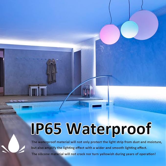 JOYLIT 24V COB LED Strip 16.4ft Dual Row IP65 Waterproof 1005lm/ft Ultra Bright CRI 95+, UL Premium 5000K Day White 125W 960LEDs/M High Density Adhesive Tape Light for Commercial, Industrial, Home