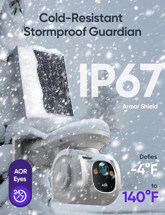 4G LTE Cellular Security Cameras Wireless Outdoor, 2.5K No WiFi Solar Powered Surveillance Camera for Home Security, PTZ AI Tracking Color Night Vision, SIM/64GB SD Card, Coldproof, AOR 24/7 Recording