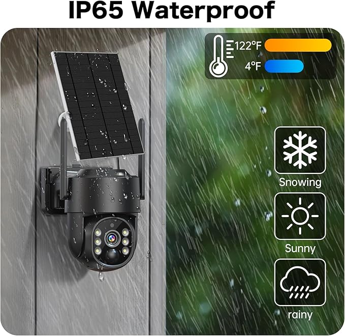 Solar Security Cameras Wireless Outdoor, 2K PTZ WiFi 4MP Indoor Security Camera for Home with Spotlight, PIR Motion Detection,Siren, Color Night Vision, 2-Way Talk, SD/Cloud Storage (TWO CAM)