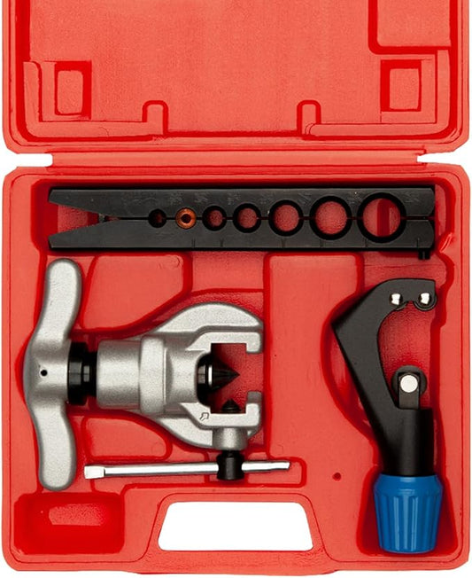 Wostore Eccentric Flaring Tools Set and Tube Cutter Kit for 7 Dies Sizes 3/16-3/4inch Refrigeration HVAC 45 Degree Heavy Duty