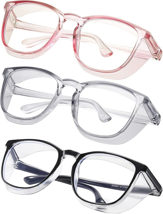 Safety glasses Goggles Nurses Protective Eyewear - Anti Fog Square Frame Stylish Clear Glasses for Women Men