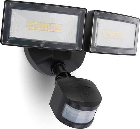LED Motion Sensor Outdoor Lights, 38W 4000LM 5000K Daylight, IP65 Waterproof Flood Light, 2 Head Dusk to Dawn Motion Detected Security Lights for Patio, Garage, Yard (Black)