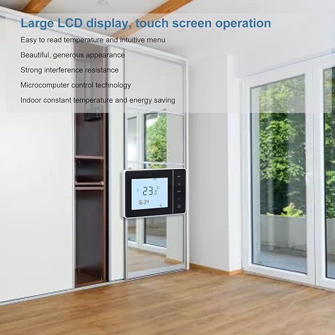 Programmable Thermostat TX9600TS Programmable Large Touchscreen Heating Cooling Thermostat, White