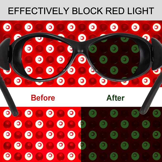 Red Light Therapy Glasses, IPL Laser Safety Glasses 200-2000nm for Laser Hair Removal and Red Light Therapy, Tanning Goggles for Eye Protection