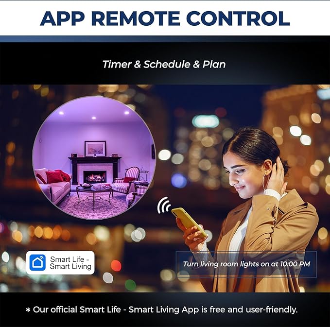 Smart Light Bulb 75W Equivalent, 1100LM 12W RGBCW BR30 E26 Bulb Works with Alexa/Google Home/Smart Life, 2.4G WiFi Bluetooth Recessed Flood LED Bulbs, No Hub Required, ETL Listed, 1PC