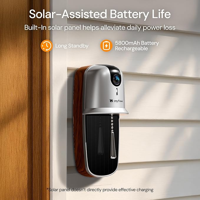 2025 Newly Video Doorbell Camera Wireless with Solar Powered and Battery, AI Motion Detection, 3280ft Wireless Long Range Signal, HDR Ultra-Clear 2.4g & 5g Video Doorbells Camera with Chime