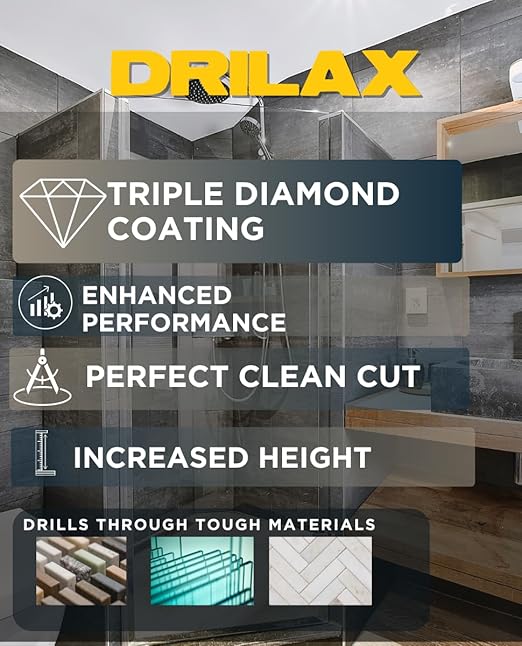 Drilax 5 Inch Diamond Hole Saw Drill Bit for Porcelain Tile, Granite, Glass & Ceramic - Heavy Duty Steel Core Cutter for Recessed Lighting, Shower Valves, and Toilet Flanges