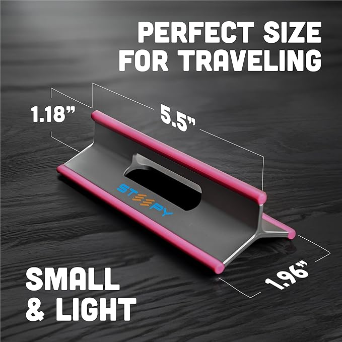 Steepy Low Profile Stand - 3 Heights Computer Riser - Lightweight Laptop Lift and Tilt Wedge - Plastic Angle Prop (Blue, 10 Pack)