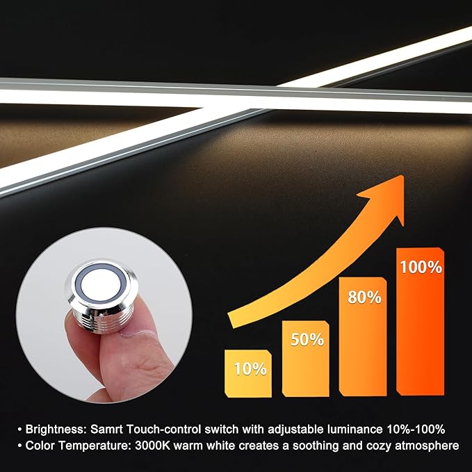 Gaahing 8pcs Recessed Linear Lighting Fixtures 200"/5.08M, 3000K Warm White LED Strip Light Kit with Touch Control & Self-Adhesive – Easy Installation for Slat Wall Panels, Under Cabinet