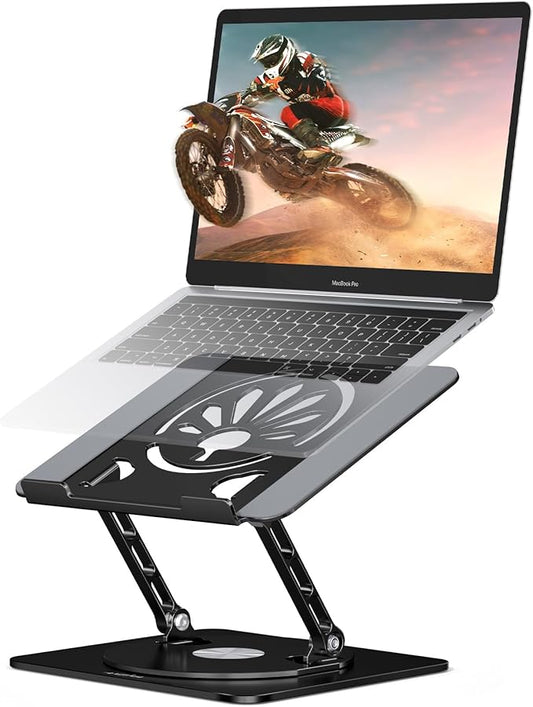 Adjustable Laptop Stand for Desk-360° Rotating Foldable Laptop Holder Ergonomic Laptop Riser for MacBook Pro/Air Dell HP Lenovo Notebook up to 16",Black