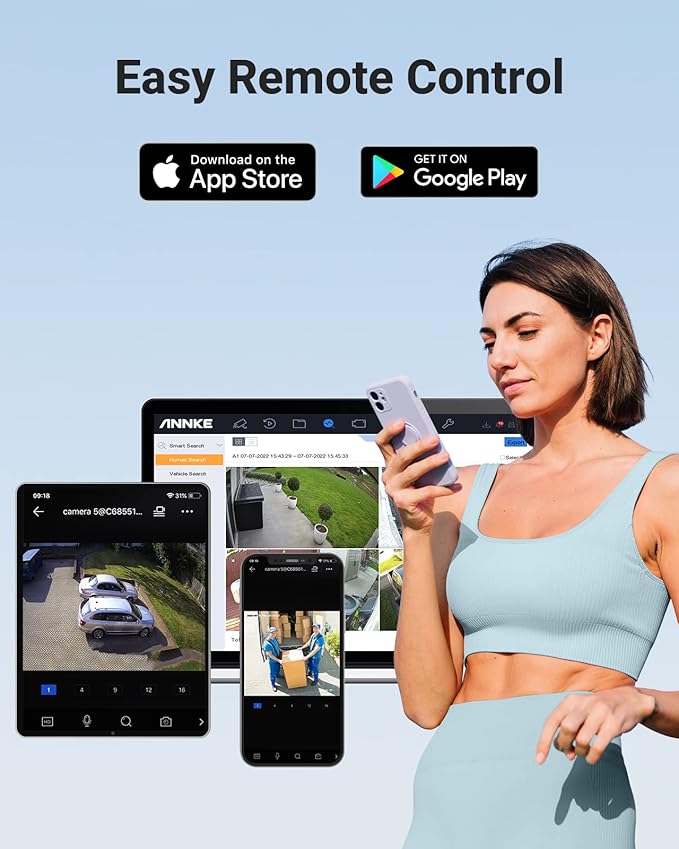 ANNKE 8CH 3K Lite AI DVR with Human/Vehicle Detection, H.265+ Surveillance Security Camera System with Audio and 4pcs 1080P Security Cameras with Dual Light, IP67, Color Night Vision, 1TB Hard Drive