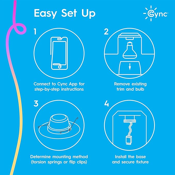 Cync GE Reveal Smart LED Recessed Downlight, Color Changing WiFi Light, Matter Compatible, Compatible with Alexa and Google Home, 6in, 2-Pack