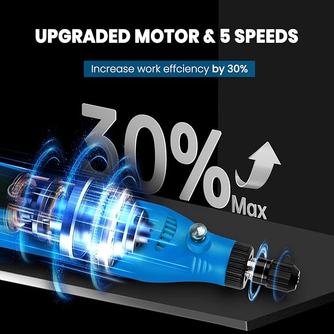 HARDELL Mini Cordless Rotary Tool - 3.7V Portable Power Tool with 43 Accessories, 5-Speed Adjustable, Type-C Charging for Sanding DIY Crafting, Jewelry Polishing, Detail Work