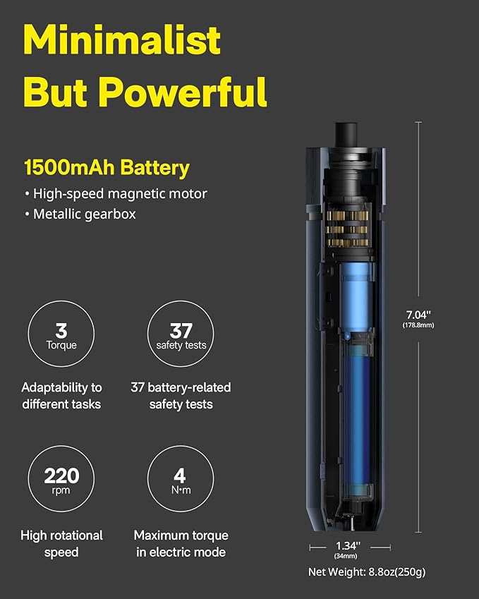 HOTO Electric Screwdriver Kit, 25-Piece Upgraded Bit Set, 3.6V Cordless Screwdriver Rechargeable, Magnetic Case Lid, 3 Torque Settings, 1500mAh Battery, LED Light for Furniture/Electrical Repairs