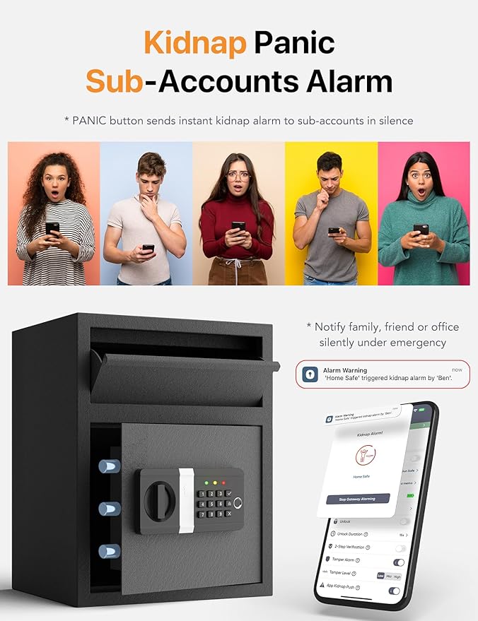 FORFEND Smart Home Safe | WiFi Safebox App Lock/Alarm | Voice Command, Kidnap Alarm, Tamper Detect, Frozen Mode, Sub Account| Digital Safes Anti Theft
