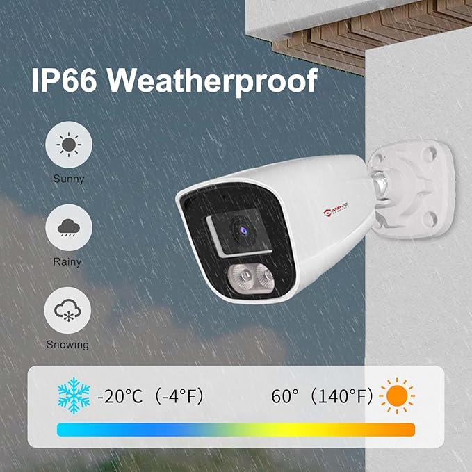 Anpviz 4MP Bullet PoE IP Camera, Security IP Camera Outdoor Indoor, AI Human Motion Detection, Smart Dual Light Color Night Vision, Built-in Mic, 2.8mm Lens, IP66 Waterproof, NDAA Complaint (U Series)