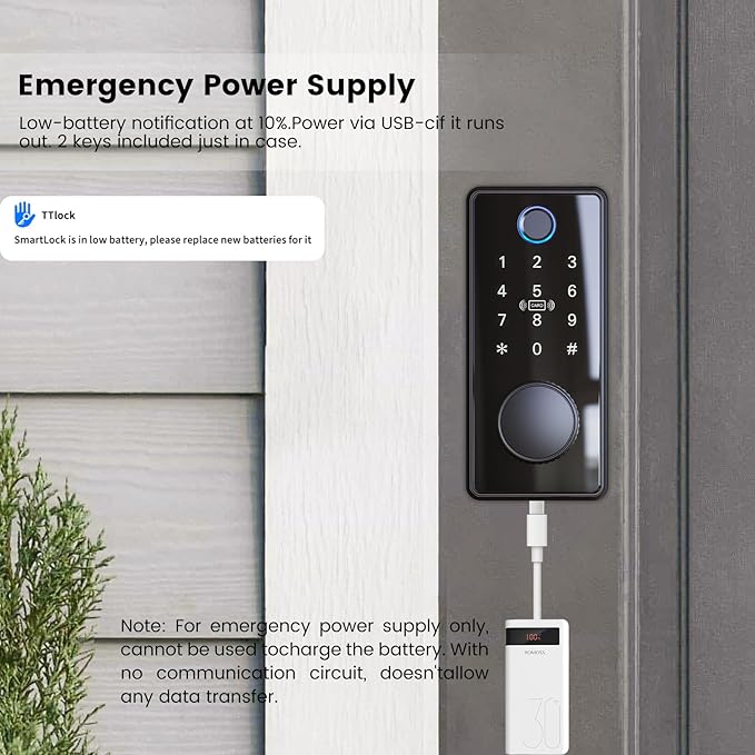 Fingerprint Keyless Entry Door Lock, Electronic Door Lock with Touchscreen, Auto Locking, One-Time Code, Keypad Deadbolt, One-Touch Locking, Easy Installation, BHMA - Black