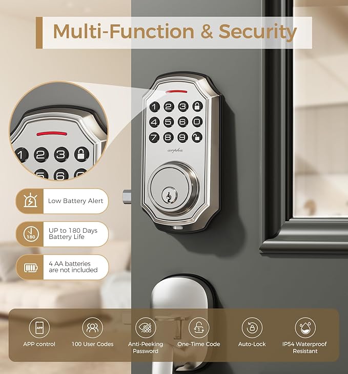 Keypad Door Lock with Handle (Silver+Handle)