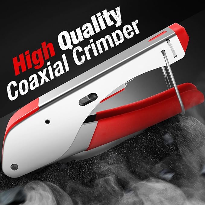 3-in-1 Coaxial Cable Crimper and Repair Kit for RG59, RG6, RG11, and RG7 with Adjustable Wire Stripper and 20 F-Type Connectors – Ideal for Satellite TV and Home Networking