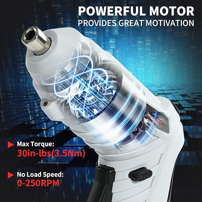 Electric Cordless Screwdriver Set, power-screw-guns，Rechargeable Cordless Power Tool with Carrying Case and Bits (white)