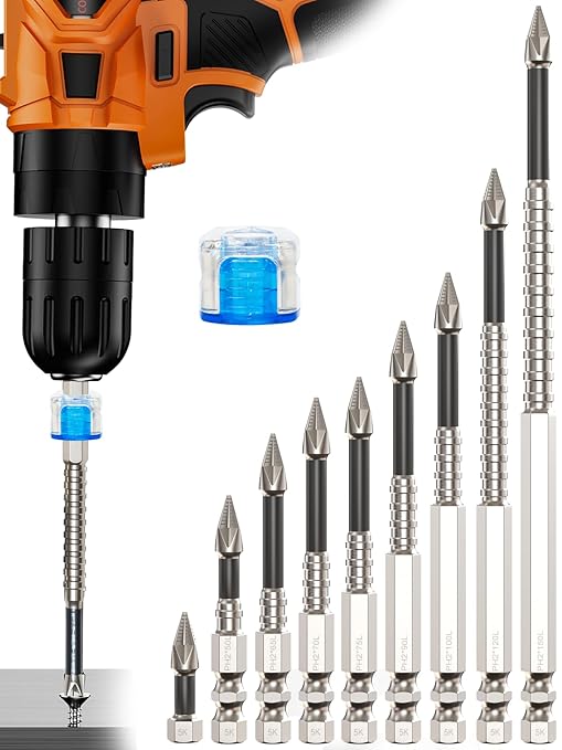 High Magnetic Screwdriver Drill Bit Set, 10Pcs K5 Impact Resistant Anti-Slip Magnetic Electric Screwdriver Set with Magnetic Ring, 25, 50, 65, 70, 75, 90, 100, 120, 150mm