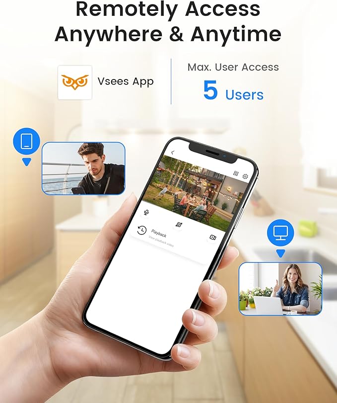 4K PoE CCTV Security Camera System, 8CH NVR with 2TB HDD and 8X 8MP PoE IP Cameras with AI Detection & Instant Alert, 100ft IR Night Vision, 24/7 Recording, 2-Way Audio, No Monthly Fee