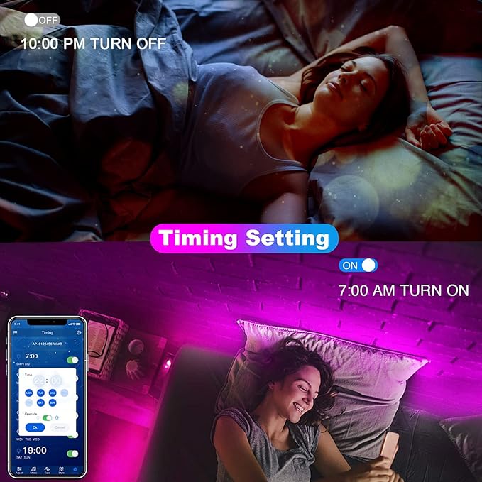 dalattin Led Lights for Bedroom 200ft, Smart Led Strip Lights with App Control Remote, RGB LED Light Strips, 24V Led Strip Lights for Room Decoration Party, Festival Decor(2 Rolls of 100ft)