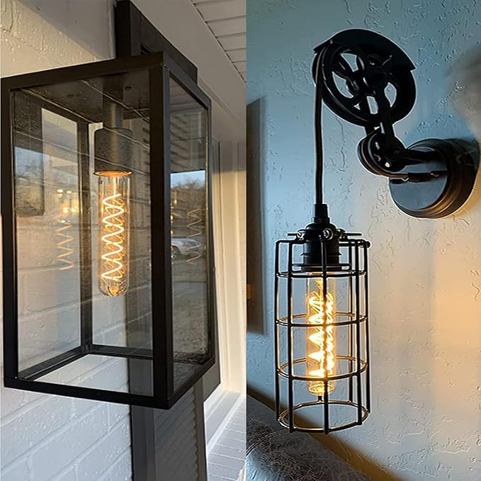 Leools Vintage T10 LED Edison Light Bulb Super Thin Filament, 40 Watt Warm Light Vanity Night Amber Bulbs, Dimmable Tubular Incandescent E26 LED Edison Bulb 40W Warm Warm 2200K, 6 Pack