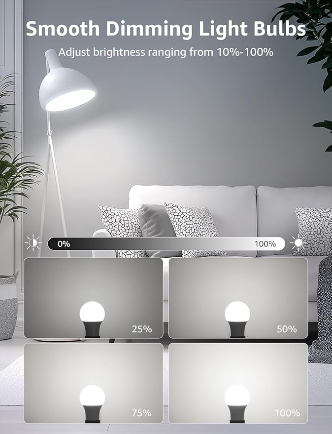 Lepro Dimmable LED Light Bulbs 100 Watt Equivalent, 14W 1500LM Daylight White 5000K, A19 E26 Standard Medium Base, UL FCC Listed, 15000 Hour Lifetime, 6 Pcs