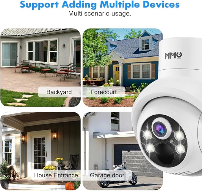 Solar Security Cameras Outdoor, 4MP PTZ Solar Panel for Security Cameras, Battery Powered Wireless Cameras for Home with 128GB Card, PIR Motion Detection, Color Night Vision, Compatible with Alexa