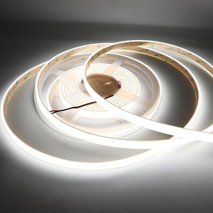 COB White LED Strip Lights, 6000K 528LEDs/M 90Ra+ DC12V Silicone Tube LED Lights Strips, Outdoor Waterproof IP67 Linear COB LED Tape Light for Garden Backyard Wheel Lights