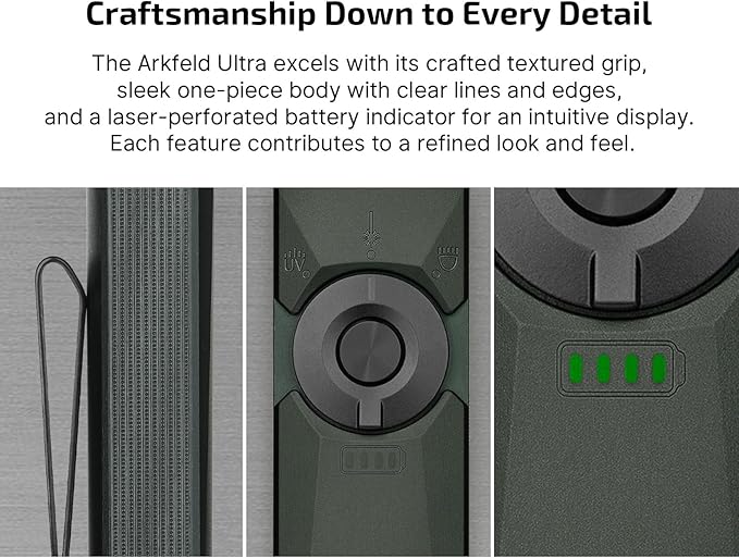 OLIGHT Arkfeld Ultra 1400 Lumens EDC Flat Flashlight, Rechargeable Pocket Light with White LED, UV, and Green Beam (Olive Grey)