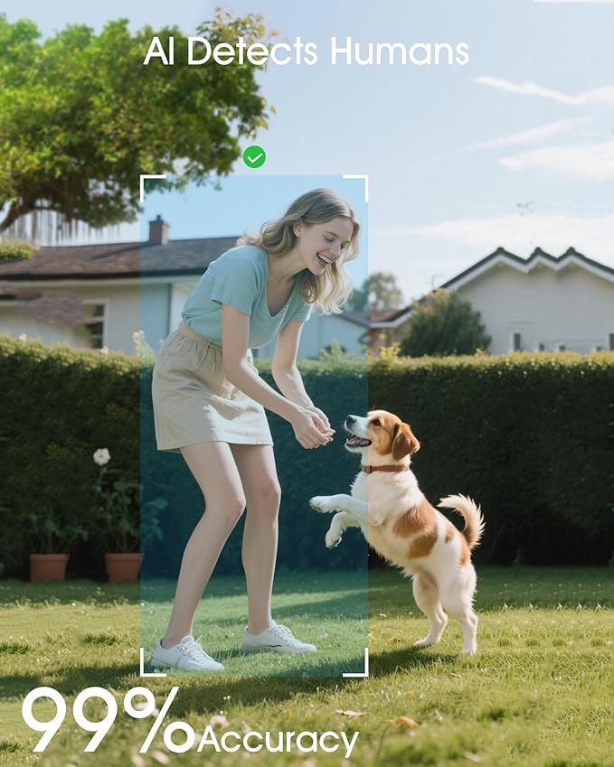 ANRAN 2K Solar Security Camera Wireless Outdoor, 360° Pan/Tilt Color Night Vision, PIR Human Detection, 2-Way Audio, Weatherproof, Compatible with Alexa, 2.4GHz WiFi Only