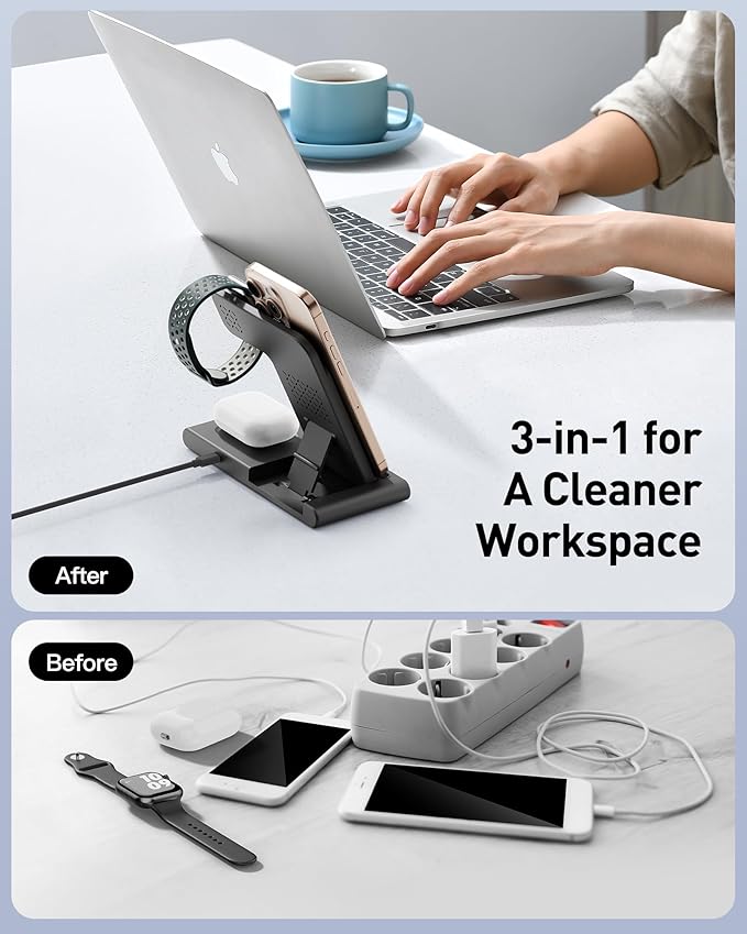 2025 Traveling Portable Wireless Fast Charger for Apple & Android Charging Station,3 in 1 Charging for iPhone 17 16 15 14 13 12,Apple Watch Series & Air pods 4 3 2 Pro,Samsung Galaxy-Gifts for Family