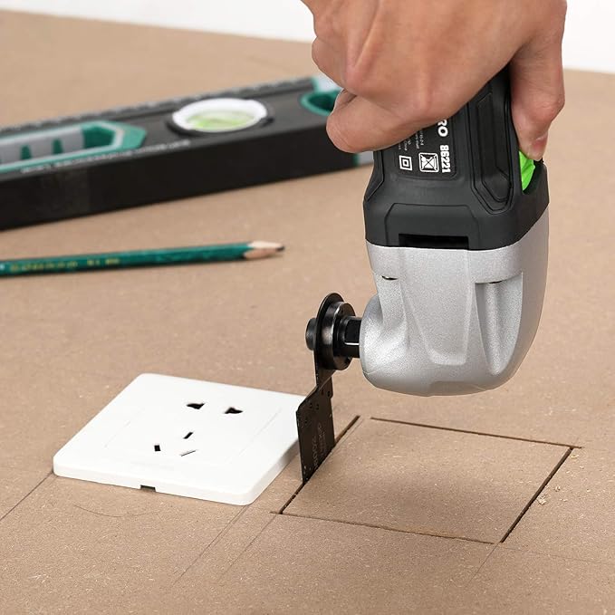 GALAX PRO 22000 OPM 1.5A Oscillating Multi Tool, 3 Degree Oscillating Angle with 3 Pieces Saw Blades, 1 Piece Semi Circle Blade Sanding Plate, 6 Pieces Sanding Papers for Grinding