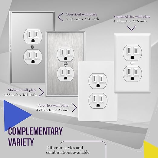 ENERLITES Duplex Receptacle Outlet, Tamper-Resistant Electrical Wall Outlets, Residential Grade, 3-Wire, Self-Grounding, 2-Pole,15A 125V, UL Listed, 61580-TR-W-10PCS, White (10 Pack)