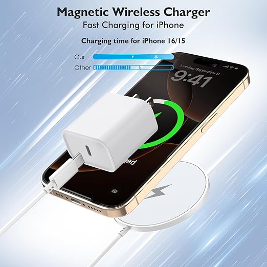 [MFi Certified ]iPhone 16 Magnetic Charger,6FT USB C i Phone 16 Wireless Charging Pad & Fast PD USB C Charging Block,Fast i Phone Apple Mag-Safe Charger for iPhone 16/16 Pro/Pro Max/15/14/13/12 Series