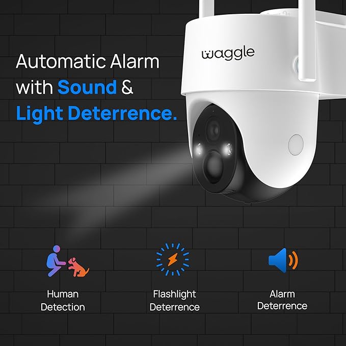 Waggle 4G LTE Security Outdoor Camera – No Wi-Fi Needed, Solar Powered, 355° Pan & 100° Tilt, Color Night Vision, Built-in SIM, Works with Multiple Carriers - Subscription Required