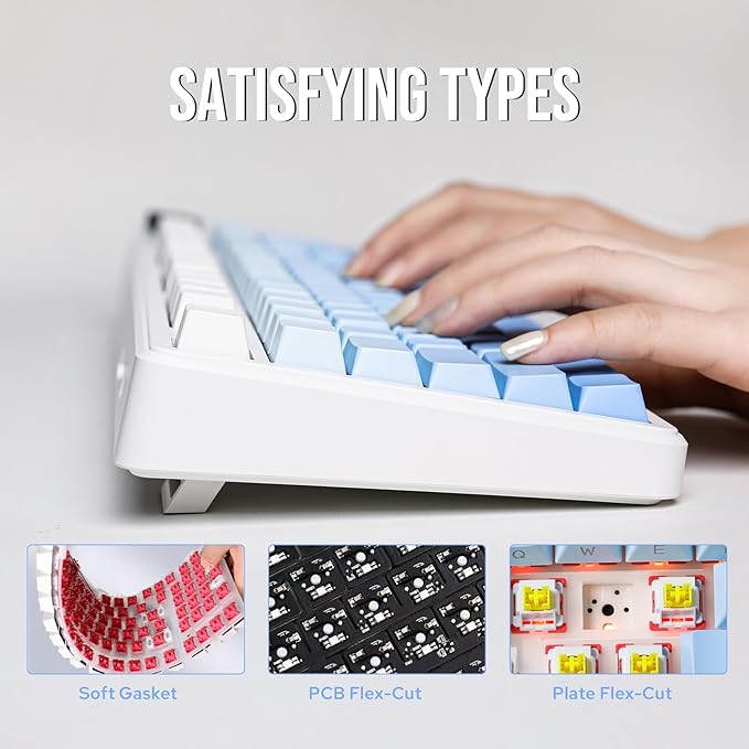 EPOMAKER X Aula F99 PRO Wireless Gaming Keyboard with 8000mAh Battery, Hot Swappable Creamy Keyboard, 2.4GHz/Type-C/BT5.0, NKRO, RGB Backlit for Win/Mac/Gaming (Blue Gradient)