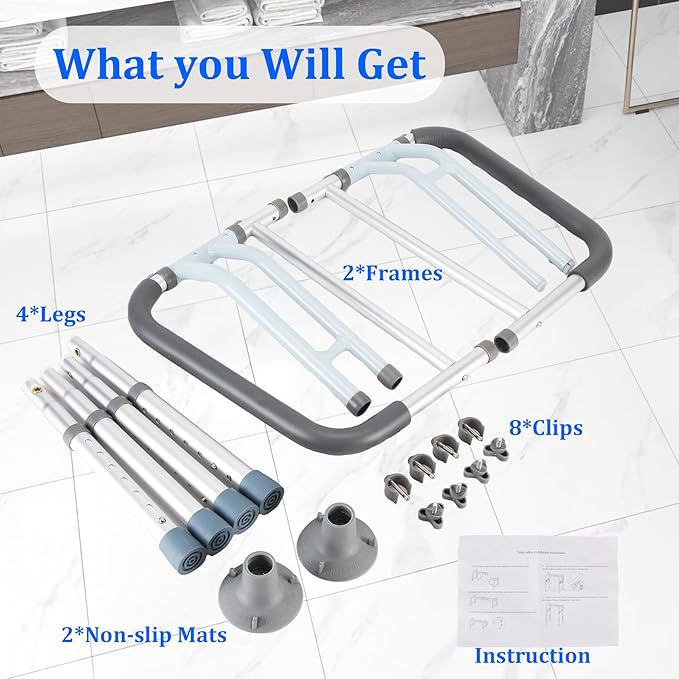 Toilet Safety Rail - Adjustable Detachable Medical Safety Frame for Elderly & Handicap, Heavy Duty Handles, Fits Most Toilets