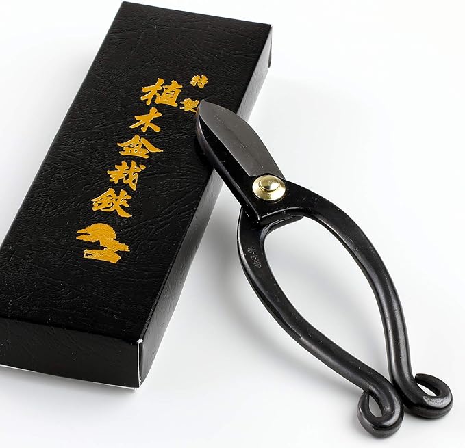 Wazakura Made in Japan Ikebana Tool Kit - Ikenobo Scissors + Black Kenzan Flower Holder, Japanese Floral Arrangement Set, Florist Shears and Pin Frog Gift Box Set - Black 3-1/4" (80mm)