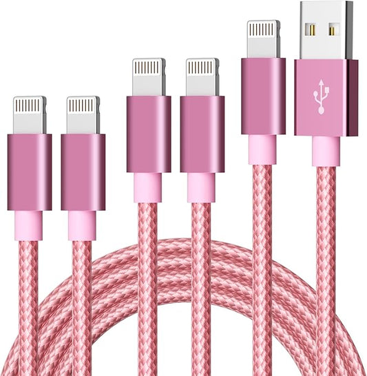 IDISON [MFi Certified 5Pack(3/3/6/6/10FT) iPhone Charger USB Lightning Cable Nylon Braided Fast Charging Cord Compatible iPhone14/iPad/iPod/All iPhones