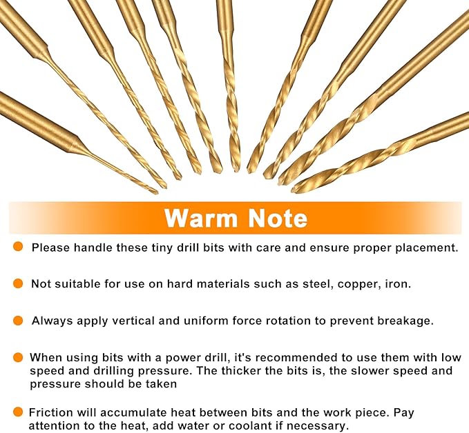 Mini Twist Drill Bit Set, 10Pcs Micro Engraving Drill Bits, 0.6mm-2.2mm, HSS 2.35mm Shank Titanium Coated Tiny Drill Bit Hole Drilling Tool for DIY Resin, Jewelry, Amber, Circuit Board, Walnut