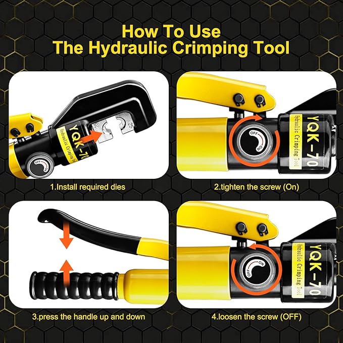 Hydraulic Crimping Tool and Cable Cutter Hydraulic Cable Lug Crimper 10 US TON 12 AWG to 00 (2/0) Electrical Terminal Cable Wire Tool Kit with 9 Die