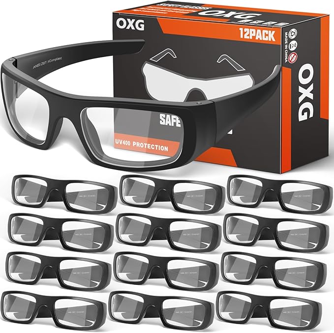 OXG Safety Glasses Protective Eyewear Men Women, ANSI Z87.1 Work Glasses Scratch Impact Resistant for Industrial Shooting